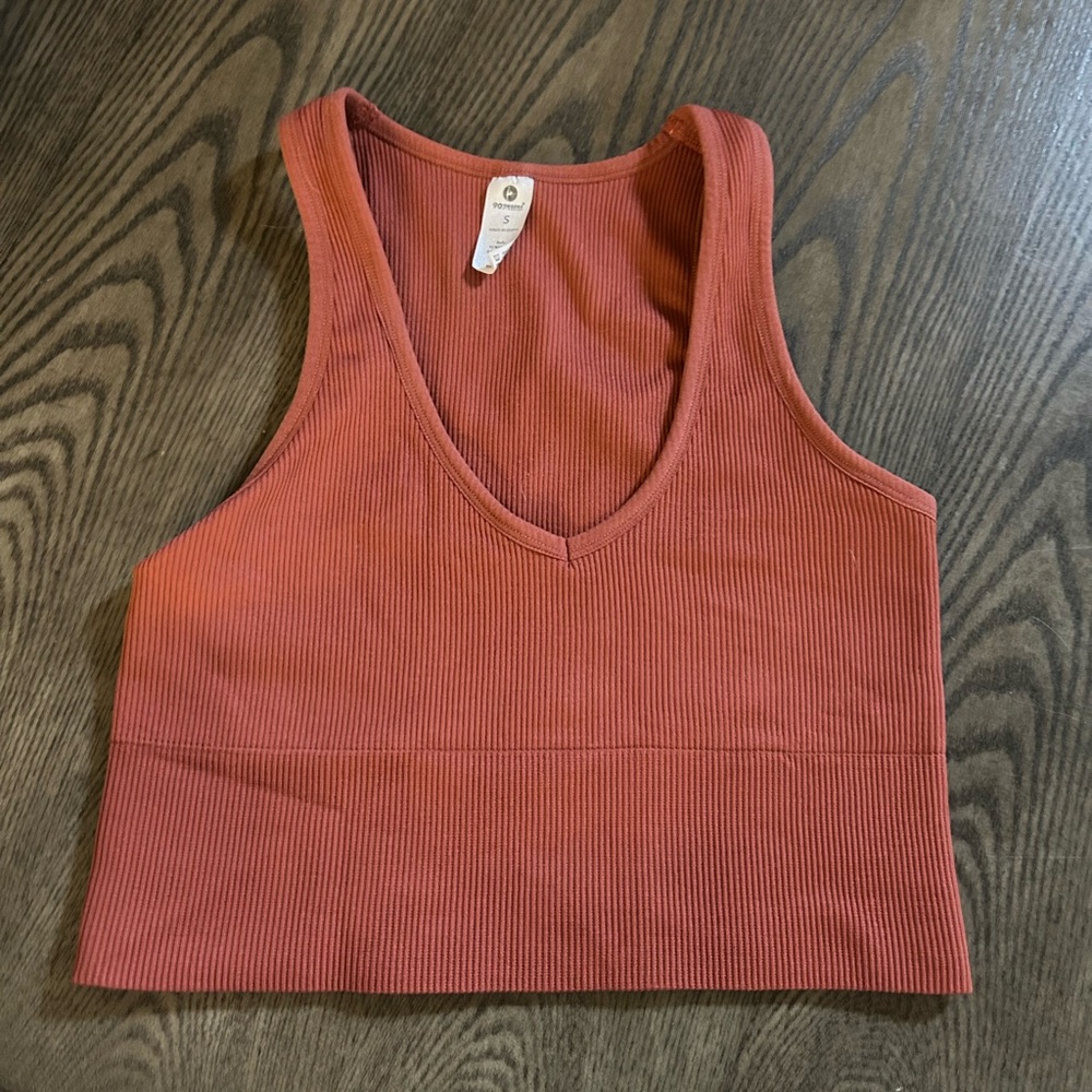 90 Degree By Reflex Terracotta Ribbed Crop Top